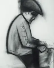 The Free Meal by Robert Dickerson, 2001, Charcoal, sold Sep 2021