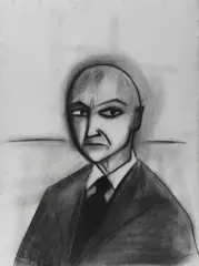 The Executive by Robert Dickerson, 1992, Charcoal, sold Sep 2021
