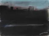 Robert Dickerson, Barge on the Seine, Charcoal & Pastel