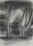 By the River by Robert Dickerson, Charcoal, sold Sep 2021