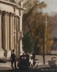 Customs House, Launceston by Graeme Inson, 1952, Oil on Board, sold Sep 2021