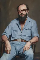 Tony Morphett by Graeme Inson, 1972, Oil on Canvas on Board, sold Sep 2021