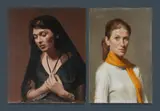 Graeme Inson, (2), & Untitled (Woman in a Veil), 1954, oil on board (60x50cm)