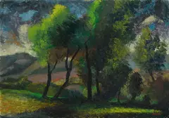 In Kangaroo Valley,' c by George Duncan, 1950, Oil on Board, sold Sep 2021