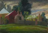 George Duncan, Old Berrima Cottages, Oil on Board