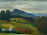 George Duncan, NSW Landscape with Farm Buildings, Oil on Board