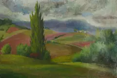 Across the Fields by George Duncan, Oil on Canvas on Board, sold Sep 2021