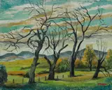 George Duncan, Windswept Day, Goulburn, Oil on Board