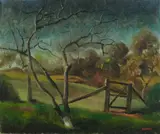 George Duncan, Orchard Gate, Oil on Ply