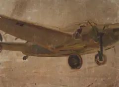 WWII Plane, Darwin by Arthur Murch, 1942, Oil on Canvas, sold Sep 2021