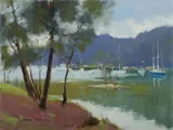 Winter, McCarrs Creek by Allan Waite, Oil on Canvas on Board, sold Sep 2021
