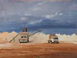 The Coming Storm, Coober Pedy by Allan Waite, Oil on Canvas on Board, sold Sep 2021