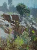 Banksia & Boronia by Allan Waite, Oil on Board, sold Sep 2021