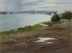 Approaching Storm, Ryde by Allan Waite, Oil on Board, sold Sep 2021
