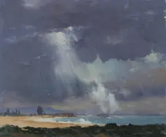 Gathering Storm, Shell Harbour by Allan Waite, Oil on Canvas on Board, sold Sep 2021