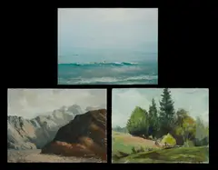 (3) by Allan Waite, 'Summer Morning, Collaroy' (oil on canvas board); 'Moss Vale G[olf] C[ourse]' (oil on canvas on board); & 'Tasmanian Val, sold Sep 2021