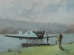 Rain Problems, Manly Dam by Allan Waite, Oil on Canvas on Board, sold Sep 2021