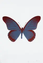 Damien Hirst, The Souls IV - Frost Blue/Chilli Red, 2010, Two Colour Foil Block Print 11/15