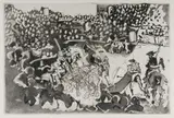 Les Picadors I by Pablo Picasso, 1957, Unsigned. Printed by Lacouriere-Frelaut, Paris. John Szoke Editions, New York, gallery label verso, sold Sep 2021