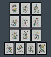 (13) by Joan Miró, Complete suite of 13 half sheet lithographs consisting of:, offered Sep 2021