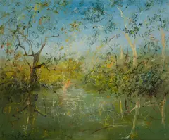 Lyrical Lake by David Boyd, 1981, Oil on Canvas, sold Aug 2021