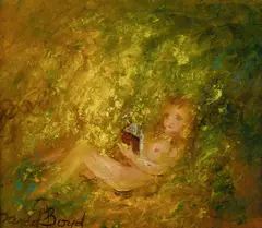 Nude Reading by David Boyd, Oil on Board, sold Aug 2021