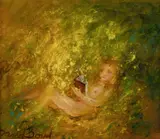 David Boyd, Nude Reading, Oil on Board