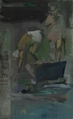 John Passmore, Night Fishing, Gouache on Newsprint