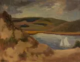 Roland Wakelin, South Coast Landscape, 1954, Oil on Board