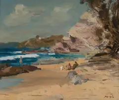 Coastal Scene with Figure Looking Out to Sea by William Dargie, Oil on Canvas, sold Aug 2021