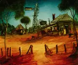 Boundary Rider's House by Pro Hart, Oil on Canvas Board, sold Aug 2021