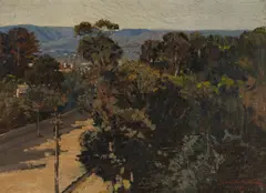 J. Howard Ashton, Country Town View, 1924, Oil on Canvas on Board