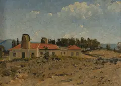 J. Howard Ashton, The Observatory, Mt Stromlo, Oil on Canvas on Board