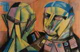 Clifford Bayliss, Two Heads, 1945, Crayon