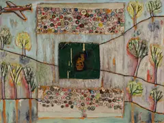 Kerrie Lester, Lest we forget, 2012, Oil on Hand-stitched Canvas & Mixed Media
