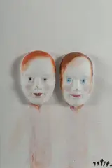 Kerrie Lester, Back row 3, 2001, Oil & Ceramic on Paper