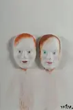 Kerrie Lester, Back row 3, 2001, Oil & Ceramic on Paper