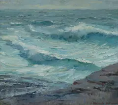 Rolling Waves by J Richard Ashton, 1990, Oil on Canvas on Board, sold Aug 2021
