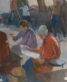 J Richard Ashton, Marjorie, Sandra & Peggy Painting, Oil on Canvas