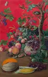 Sophie Dunlop, Still Life, Red Background, 2006, Pastel & Gouache