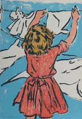 David Bromley, Girl with Washing, S/Print 10/40