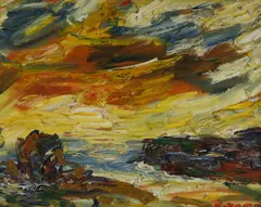 Coast and Sky by Salvatore Zofrea, Oil on Board, sold Aug 2021