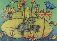 Bob Marchant, Frog on a Lilypad, Pastel