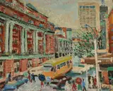 Ludmilla Meilerts-Krastins, Bourke Street (Melbourne), Oil on Board