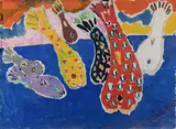 Tropical Fish / Building & Tree (verso) by Malcolm de Chazal, Gouache, sold Aug 2021