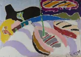 Boats on the Beach by Malcolm de Chazal, Gouache, sold Aug 2021