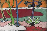 Beach with Trees by Malcolm de Chazal, Gouache, sold Aug 2021
