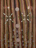 Untitled by Alby Stockman Japanangka, 1988, Acrylic on Canvas, sold Aug 2021