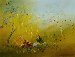 David Boyd, Resting Under the Wattle Tree, Oil on Canvas