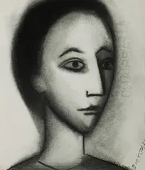 Girl in Three-Quarter Profile by Robert Dickerson, Charcoal, sold Jul 2021